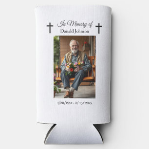 Black Cross and Poem Photo Memorial Seltzer Can Cooler