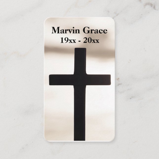 Black Cross Funeral Prayer Card (Front)