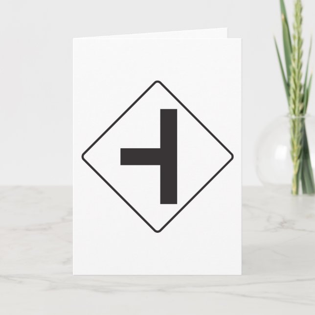Black Cross Intersection Road Sign Card (Front)