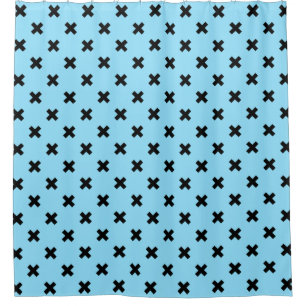Black cross stitches on baby blue