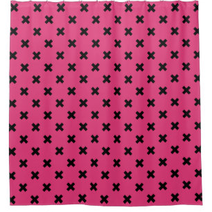 Black cross stitches on fuchsia