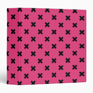 Black cross stitches on fuchsia binder