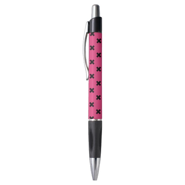 Black cross stitches on fuchsia pen (Top (Vertical))