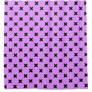 Black cross stitches on lilac