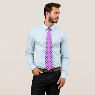 Black cross stitches on lilac tie