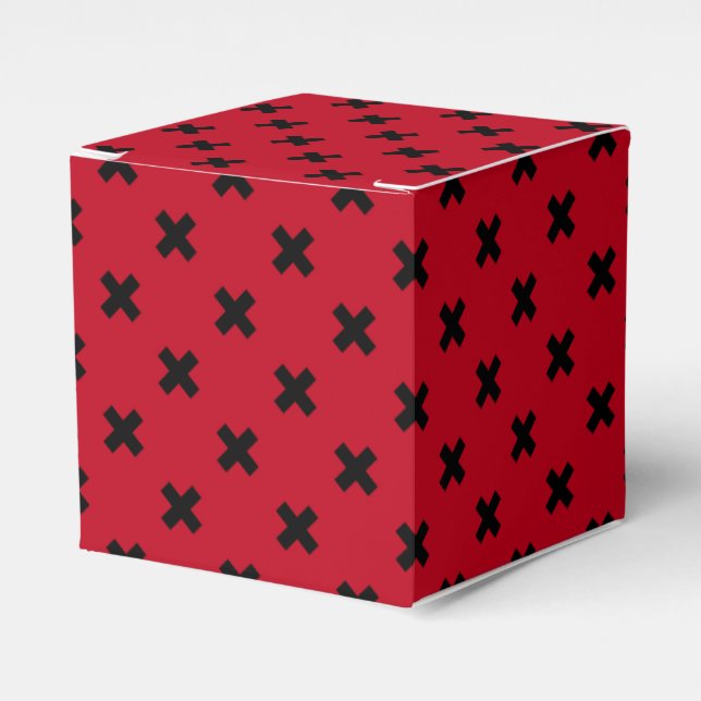 Black cross stitches on red favor box (Front Side)