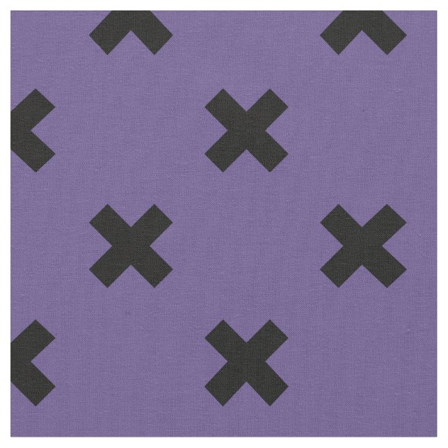 Black cross stitches on ultra violet fabric (Close Up)