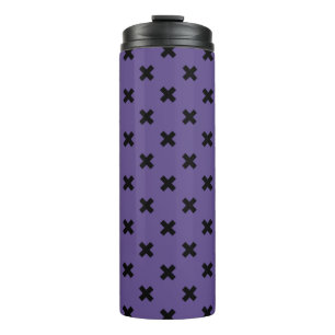 Black cross stitches on ultra violet thermal tumbler