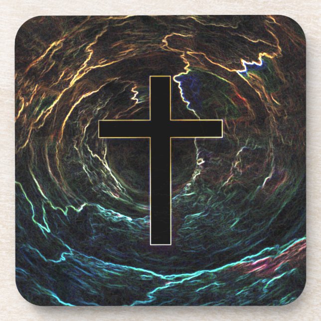 BLACK CROSS WITH BRIGHT HIGHLIGHTS COASTER (Front)