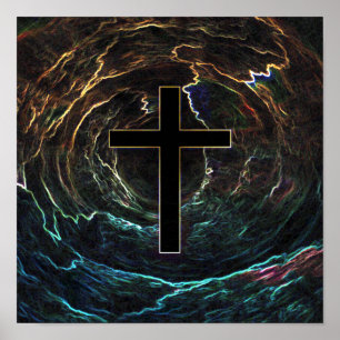 BLACK CROSS WITH BRIGHT HIGHLIGHTS POSTER