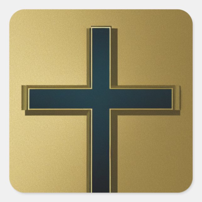 Black Cross with Gold Background Sticker (Front)