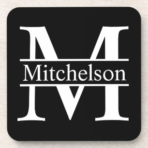 Black Crossbar Monogrammed Coaster