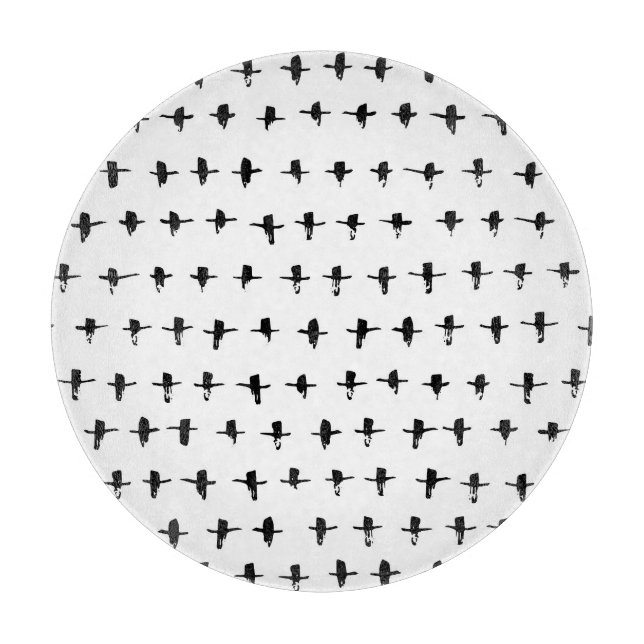 Black Crosses Hand Drawn Geometrical Cutting Board (Front)