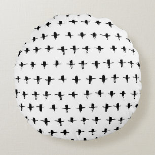 Black Crosses Hand Drawn Geometrical Round Pillow