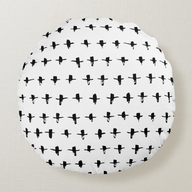 Black Crosses Hand Drawn Geometrical Round Pillow (Front)