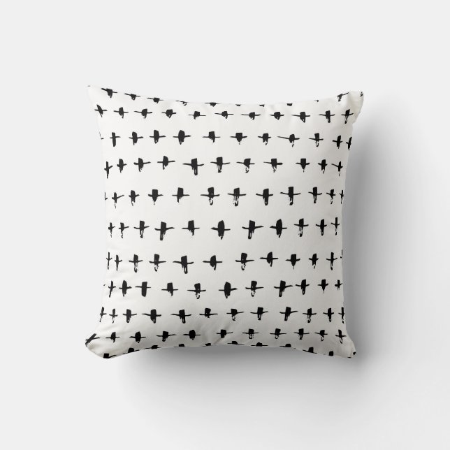 Black Crosses Hand Drawn Geometrical Throw Pillow (Front)