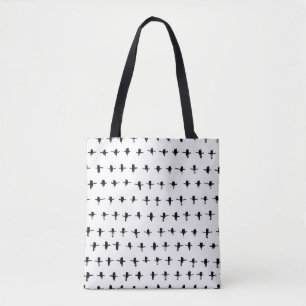Black Crosses Hand Drawn Geometrical Tote Bag