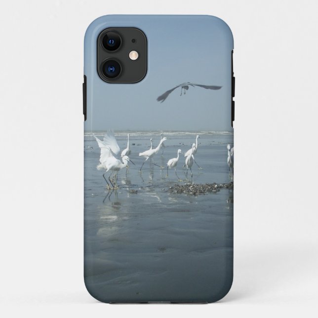 Black Crow and White Cranes: A Contrast in Nature Case-Mate iPhone Case (Back)