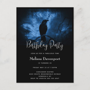 Black Crow avec Runes Goth Invitation d'anniversai