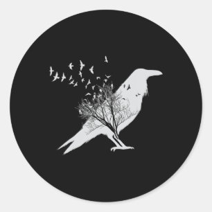 Black Crow Bird  Classic Round Sticker