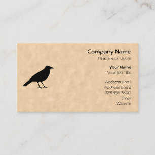 Black Crow Bird on a Parchment Pattern. Business Card