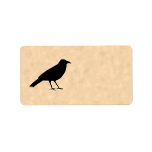 Black Crow Bird on a Parchment Pattern. Label