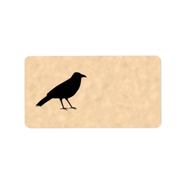 Black Crow Bird on a Parchment Pattern. Label (Front)