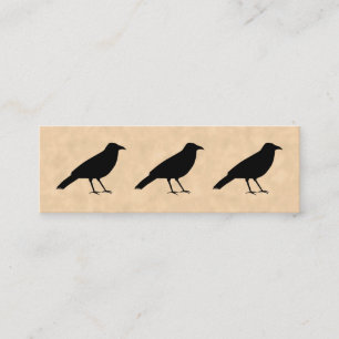 Black Crow Bird on a Parchment Pattern. Mini Business Card