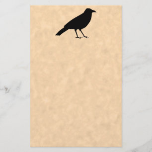 Black Crow Bird on a Parchment Pattern. Stationery