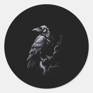 Black Crow, F-caw-f Funny Black Bird  Classic Round Sticker