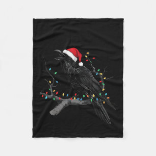 Black Crow, F-caw-f Funny Christmas Raven Santa Ha Fleece Blanket