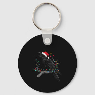 Black Crow, F-caw-f Funny Christmas Raven Santa Ha Keychain