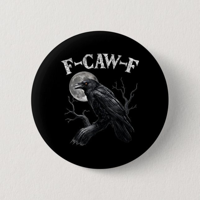 Black Crow Funny Black Bird Moon Gothic Humour 2 Inch Round Button (Front)