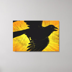 Black Crow Grunge Wrapped Canvas Print