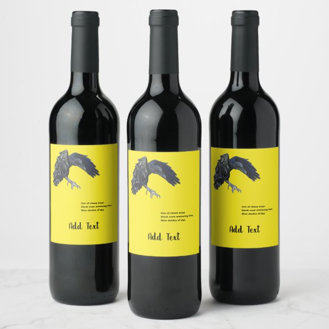 Black Crow & Haiku Personalized Wine Label (Bottles)