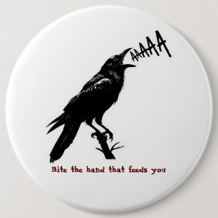 Black Crow Illustration - Gothic Style Art Design 6 Inch Round Button