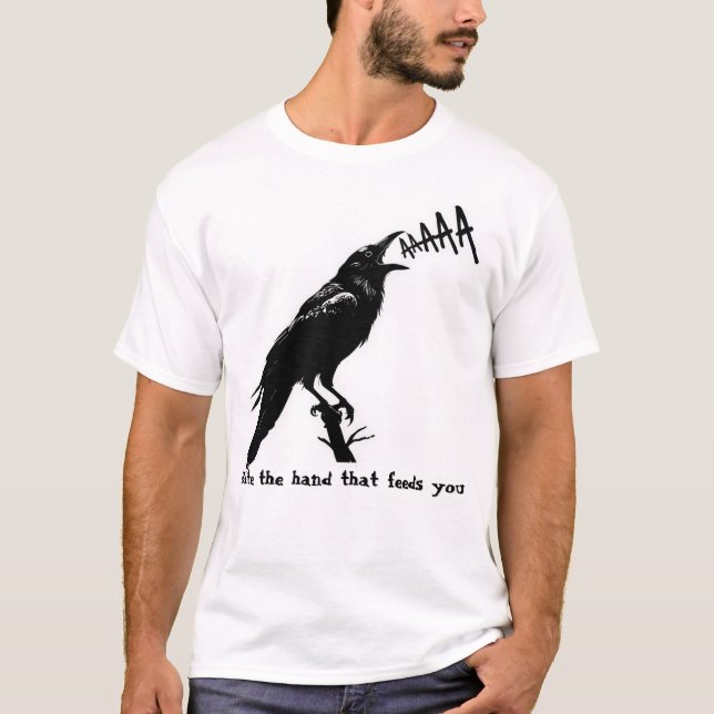 Black Crow Illustration - Gothic Style Art Design T-Shirt (Front)