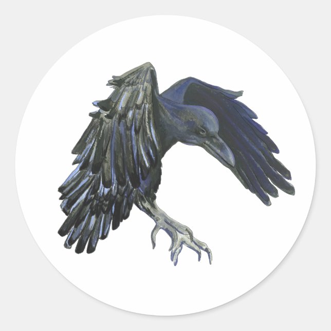 Black Crow Master of Time Illustration Classic Round Sticker (Front)