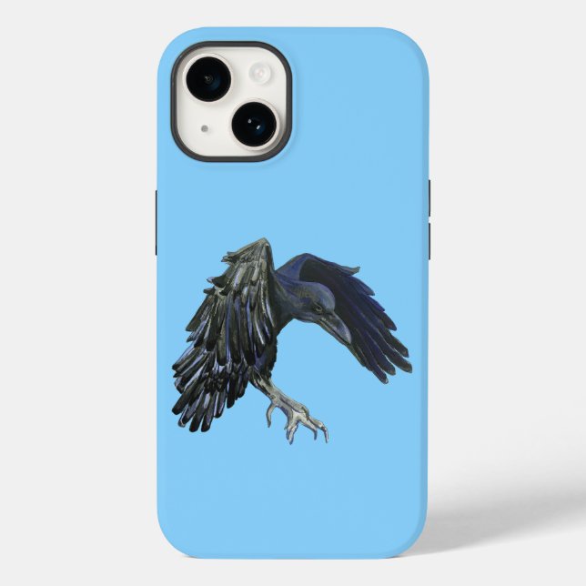 Black Crow Master of Time Illustration Sky Blue Case-Mate iPhone Case (Back)