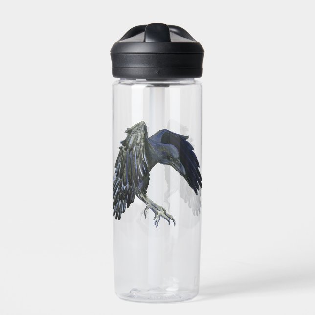 Black Crow Master of Time Illustration Water Bottle (Front)