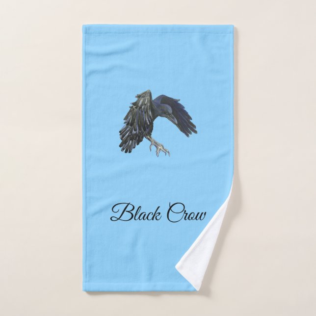 Black Crow Master of Time Personalized Sky Blue Hand Towel (Hand Towel)