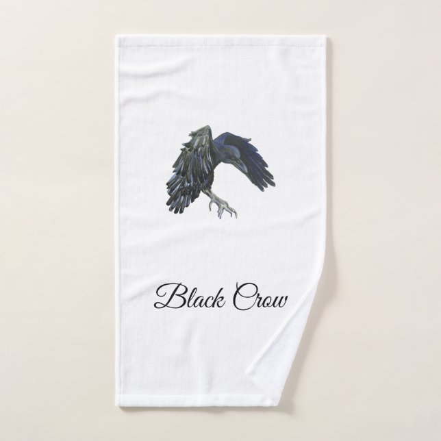 Black Crow Master of Time Personalized White Hand Towel (Hand Towel)
