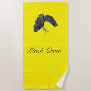 Black Crow Master of Time Personalized Yellow Beach Towel