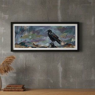 Black Crow Oil Painting Raven Gothic Nature Poster