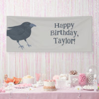Black Crow on Grey Personalized