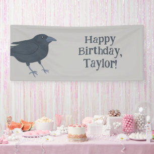 Black Crow on Grey Personalized Banner