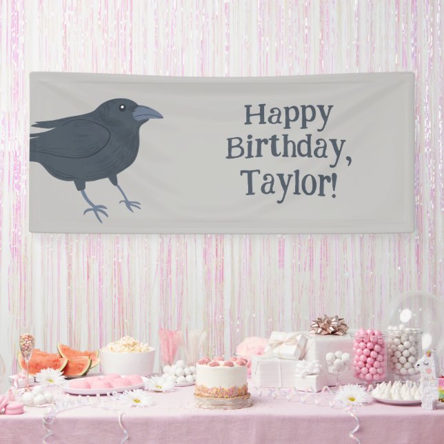 Black Crow on Grey Personalized Banner (Party)