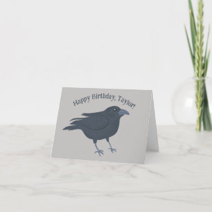 Black Crow on Grey Personalized Card