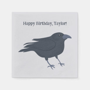 Black Crow on Grey Personalized Napkin