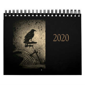 black crow on vintage bike calendar